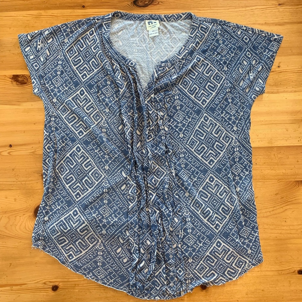 John Robshaw for Lucky blue pattern shirt